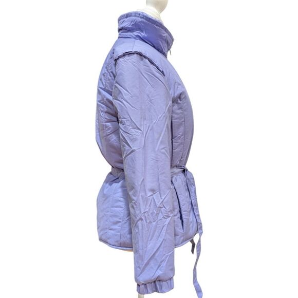 VTG Robbe Skiwear USA Ladies S Ski & Snow Jacket Purple Tie Waist Ruffle Trim - Picture 3 of 12